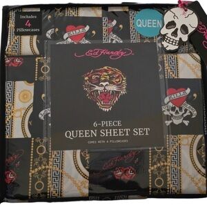 💀Ed Hardy Queen 6-Piece Sheet Set - ❤️ Love Kills Slowly 💀
